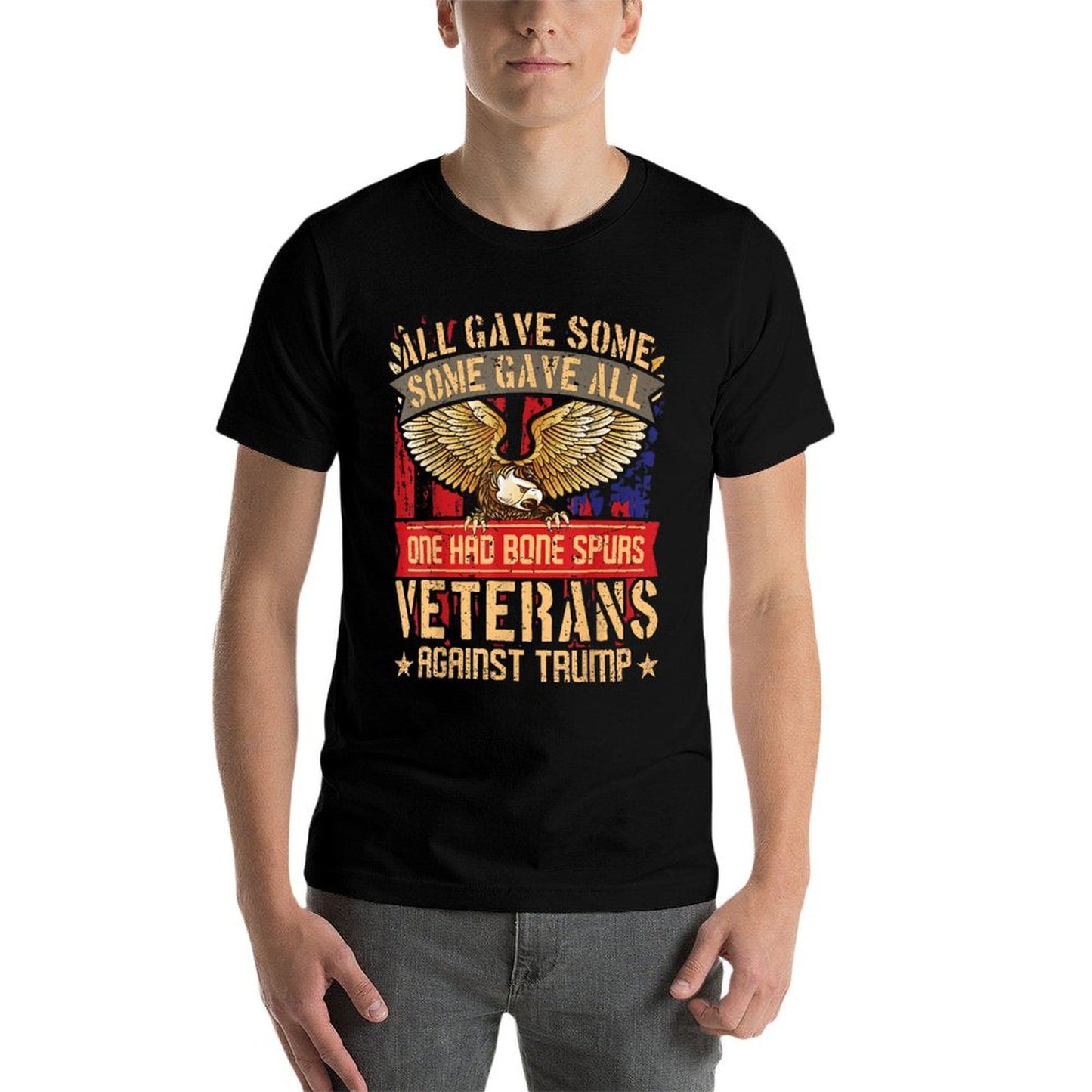 All Gave Some Gave All US Flag Veterans Against Trump  Oversized Silhouette T-Shirt