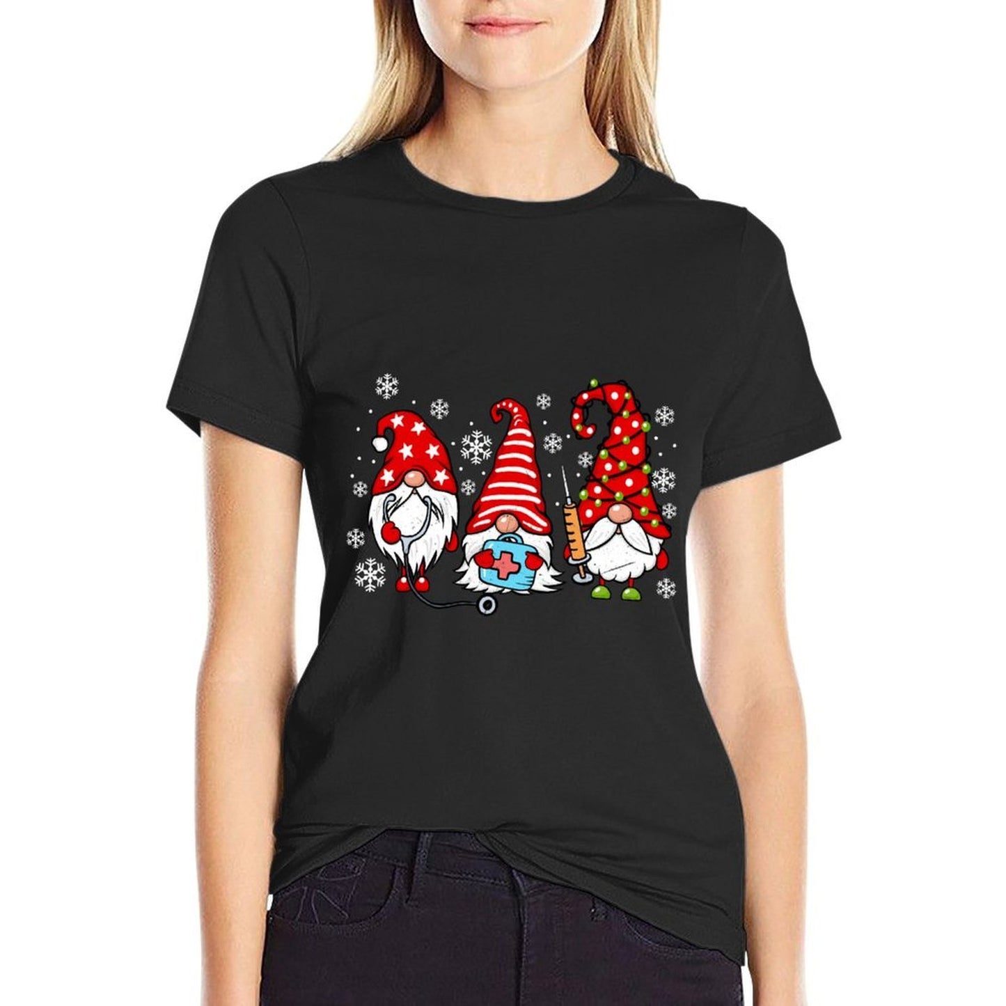 Nurse Christmas Gnomes Xmas Scrub Top ER Rn Nursing Gnomies  Soft T-Shirt