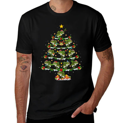 Holiday Xmas Lighting Santa Bass Fish Christmas Tree  Tagless Design T-Shirt