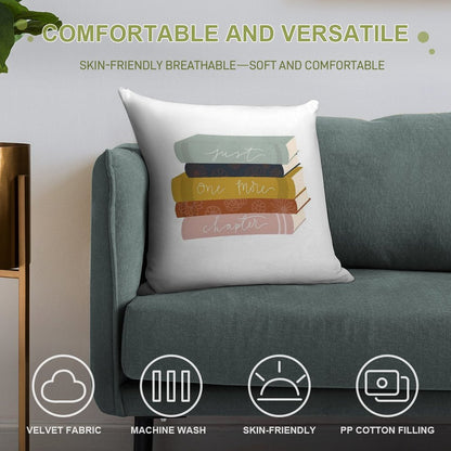 Just One More Chapter Soft Fade-Resistant Throw Pillow