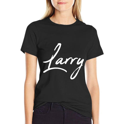 Beautiful Handwritten Font Larry Calligraphy  Wrinkle-resistant T-Shirt