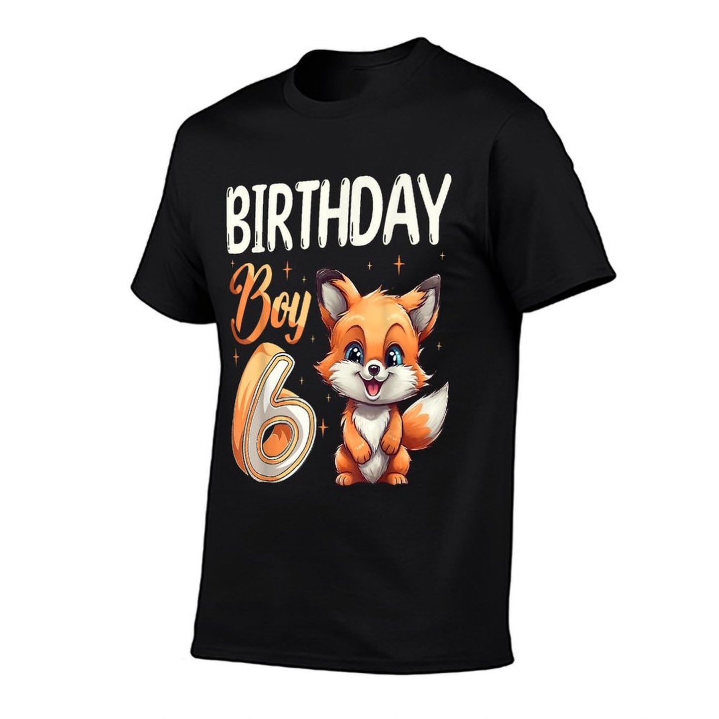 6th Birthday Fox Animal Lovers Boy Fox B-day 6 Year Old  Trendy Pattern T-Shirt
