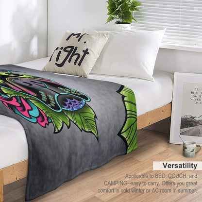 Boxer in Black- Day of The Dead Sugar Skull Dog Anti-pilling Throw Blanket