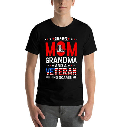 I'm A Mom Grandma And A Veteran Funny Female Veteran Grandma  Wrinkle-resistant T-Shirt