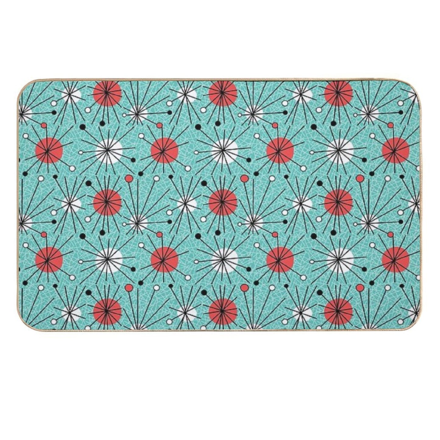 Mid Century Aqua Orange Durable Bath Mat