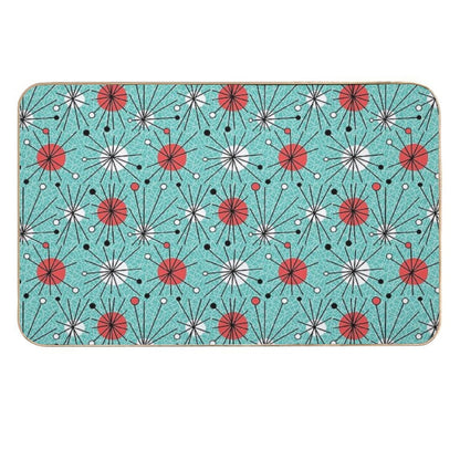 Mid Century Aqua Orange Durable Bath Mat