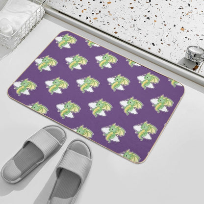 Cute Green Dragon Whimsical Fantasy Art  Eco-Friendly Bath Mat