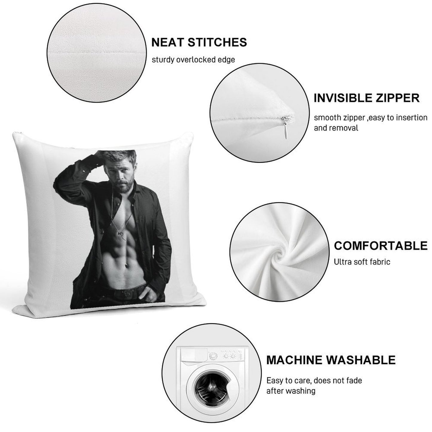 Chris Hemsworth Sexy Soft Bedroom Essential Throw Pillow
