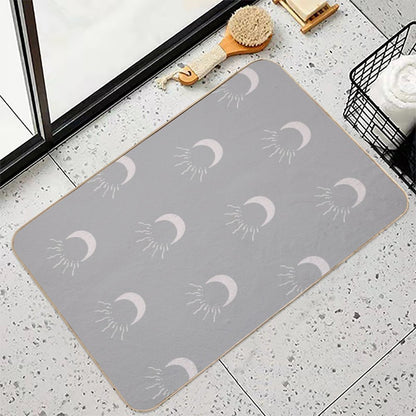 Cute Sun And Moon Design Boho Aesthetic In Muted Colors Gray Taupe  Long-Lasting Bath Mat