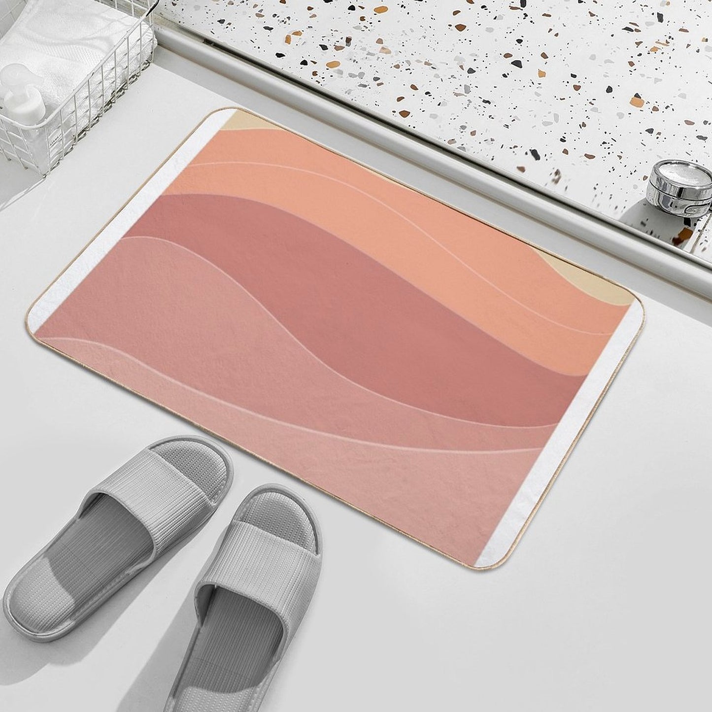 Saharan Boho Waves  Slip-Resistant Bath Mat