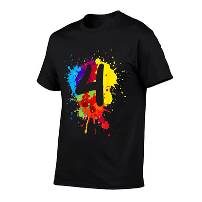 4 Years Old Girl Boy Birthday Gift Colourful Paint Splashes  Versatile T-Shirt