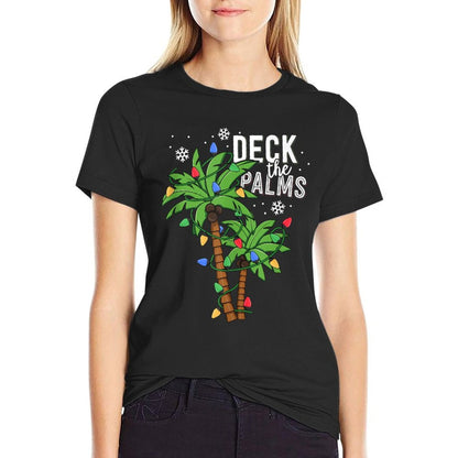 Deck The Palms Tropical Hawaii Christmas Palm Tree Lights  Moisture-wicking T-Shirt
