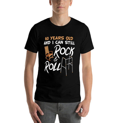Rocking Chair Walking Aid Pun Rock Music Lover 60th Birthday  Heathered Texture T-Shirt