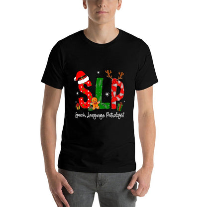 Speech Language Pathologist Reindeer Santa Hat SLP Christmas  Durable T-Shirt