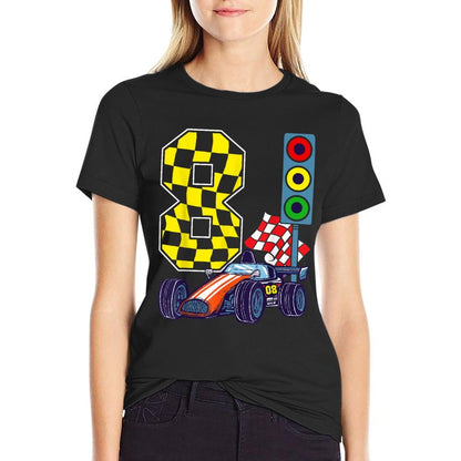 8th Birthday Boy Race Car Traffic Lights Racer 8 Years Old  Affordable Price T-Shirt