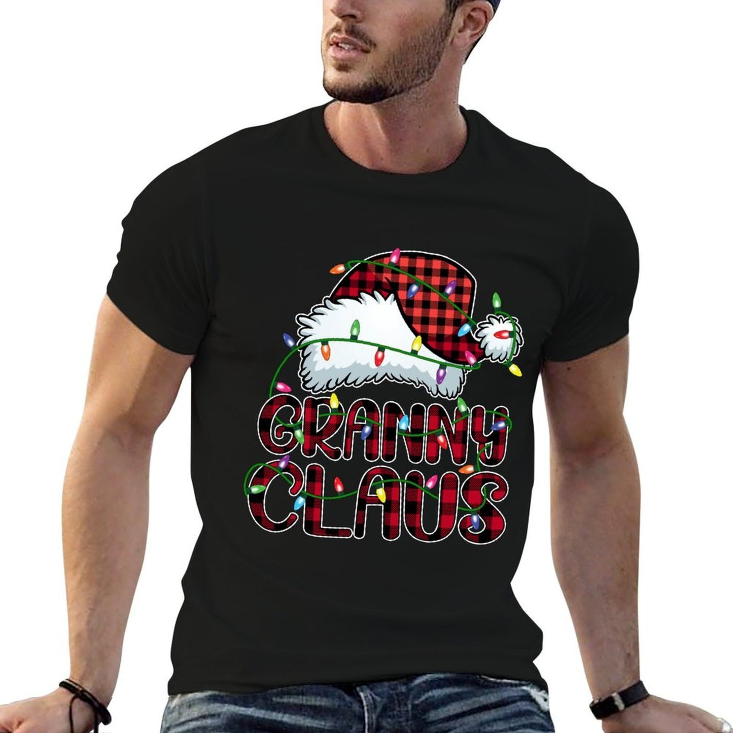 Granny Claus Christmas Lights Pajama Family Matching  Quick-drying T-Shirt