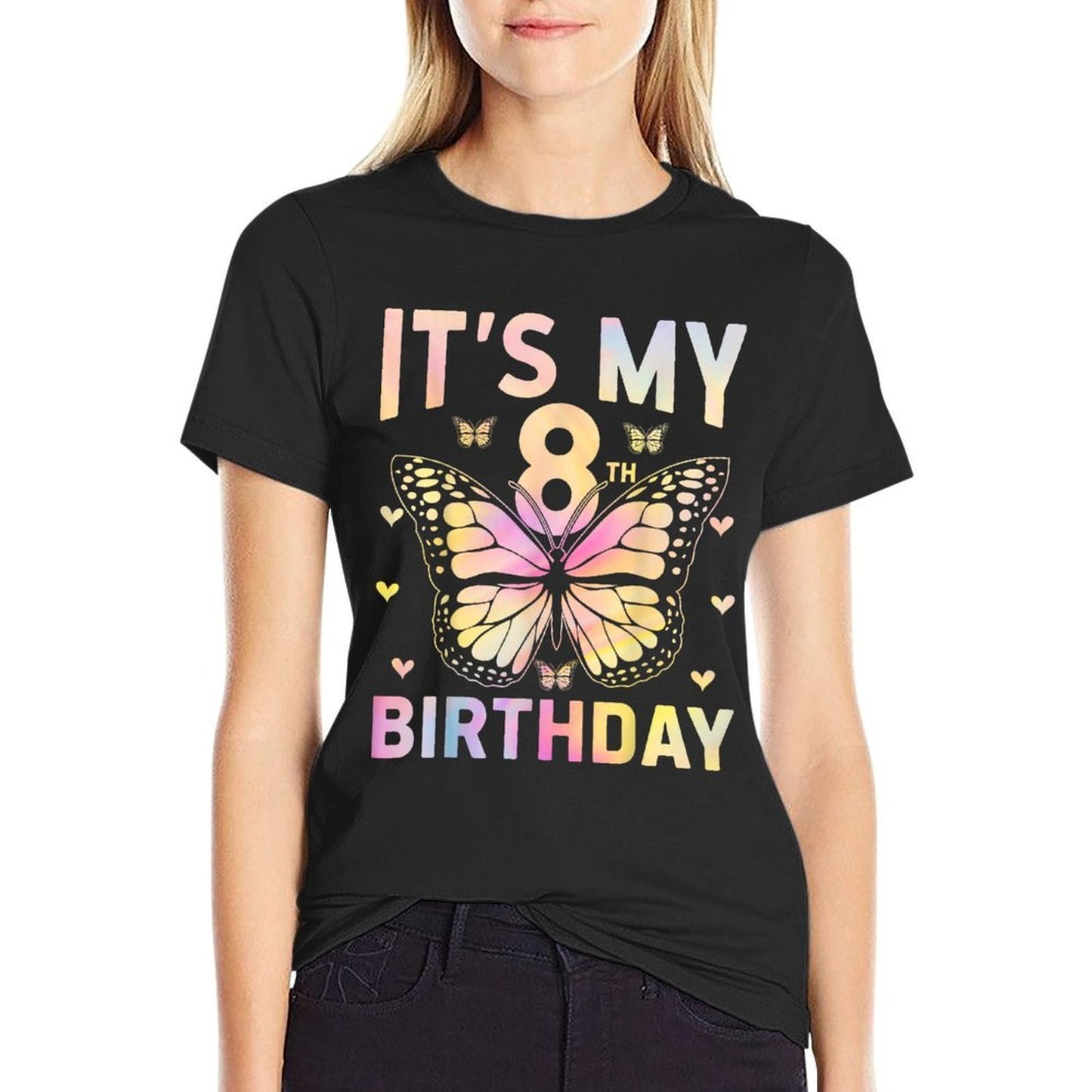 It's My 8 Birthday Butterfly Eight Years Old 8th Birthday  Easy-care T-Shirt