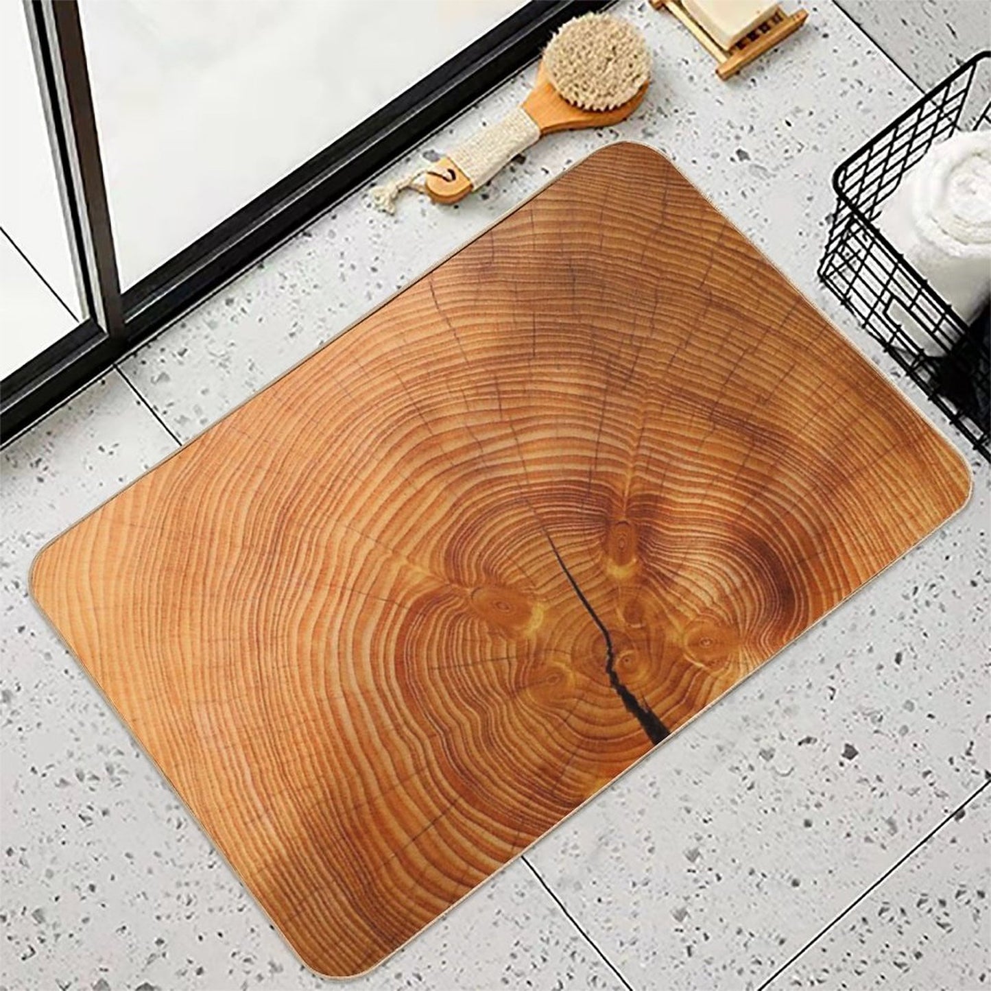 WOOD CUT  Stain-Proof Bath Mat