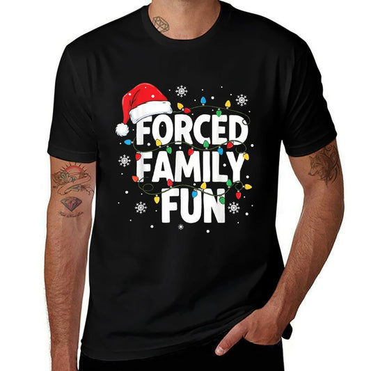 Forced Family Fun Men Women Kids Christmas Pajamas  High-quality Stitching T-Shirt