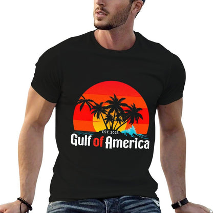 Retro Vintage Gulf Of US America 2025 American Flag Mexico Slim-fit Cut T-Shirt