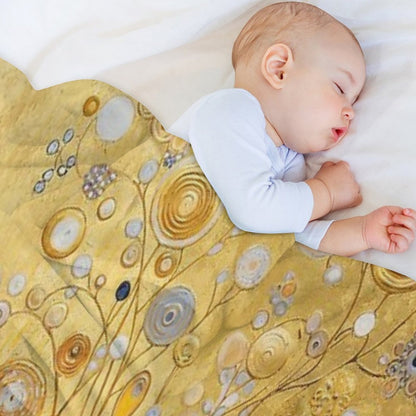 Klimt Flowers in Gold Comfort Throw Blanket