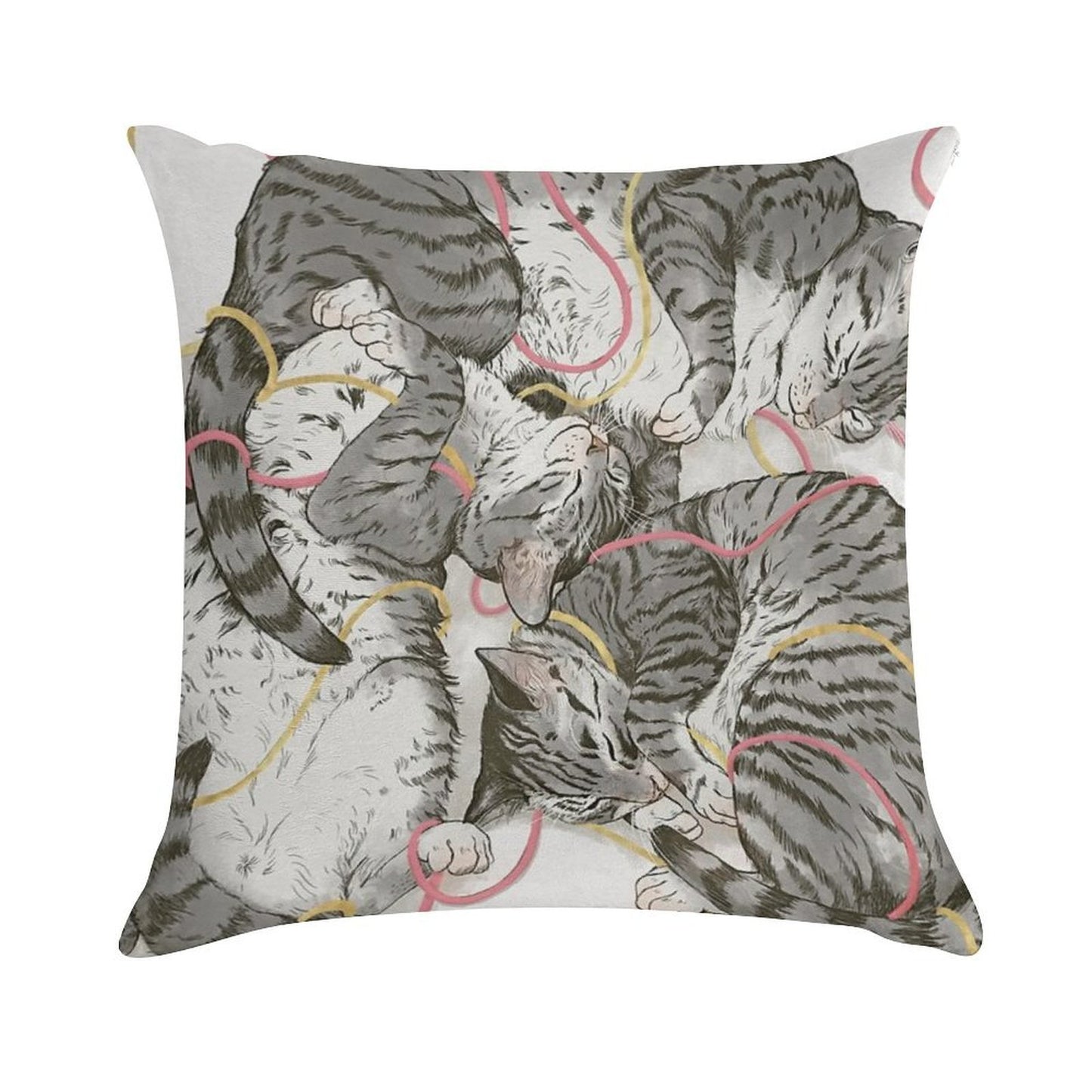 Cats Rose And Gold Soft Shrink-Resistant Throw Pillow
