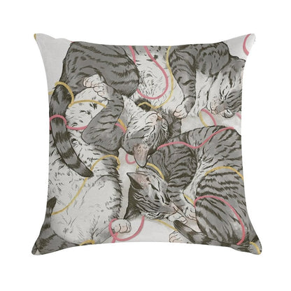Cats Rose And Gold Soft Shrink-Resistant Throw Pillow