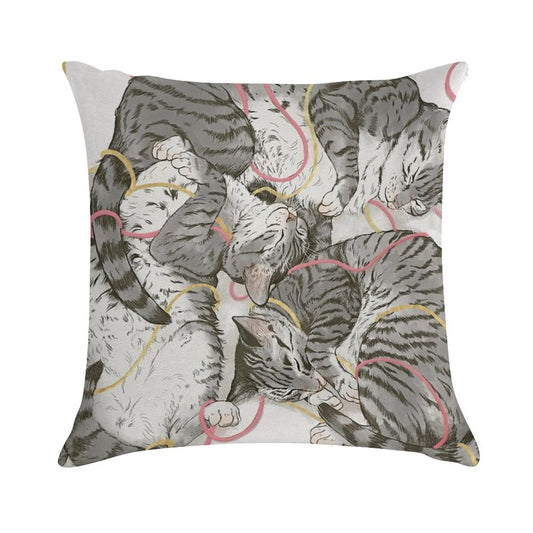 Cats Rose And Gold Soft Shrink-Resistant Throw Pillow