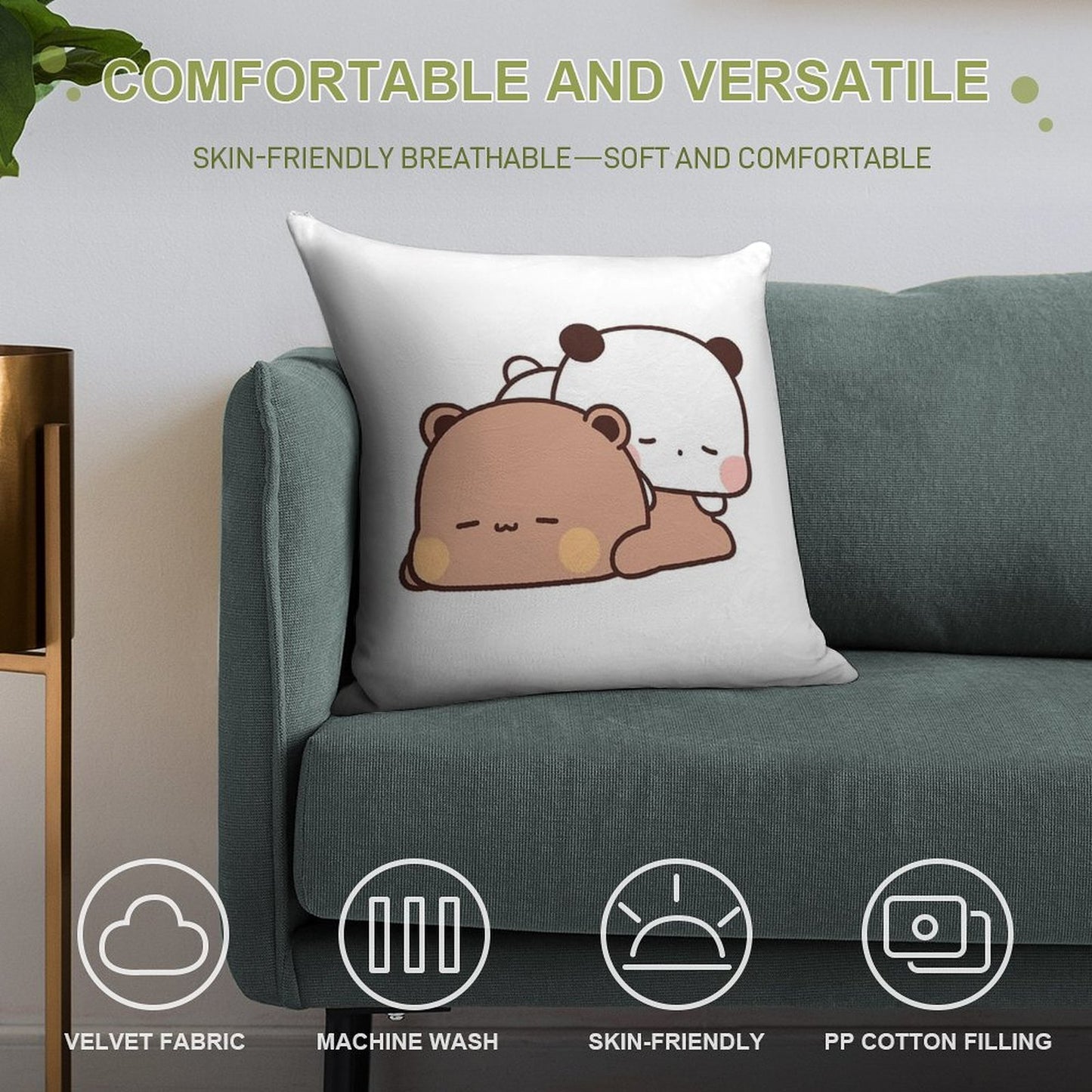 Cute Bubu And Dudu Are Sleeping Soft Bedroom Essential Throw Pillow