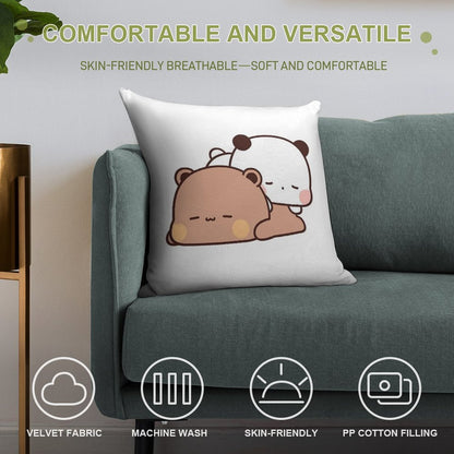 Cute Bubu And Dudu Are Sleeping Soft Bedroom Essential Throw Pillow