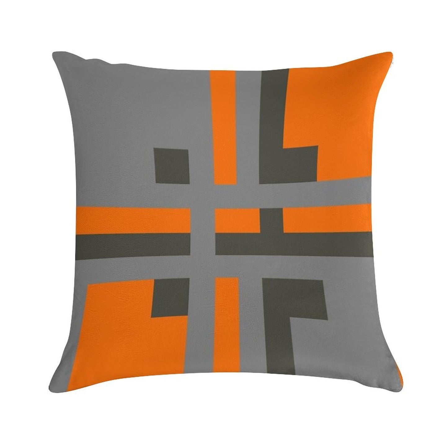 Divine Color Block Grey And Orange 01 Soft Style Accent Throw Pillow