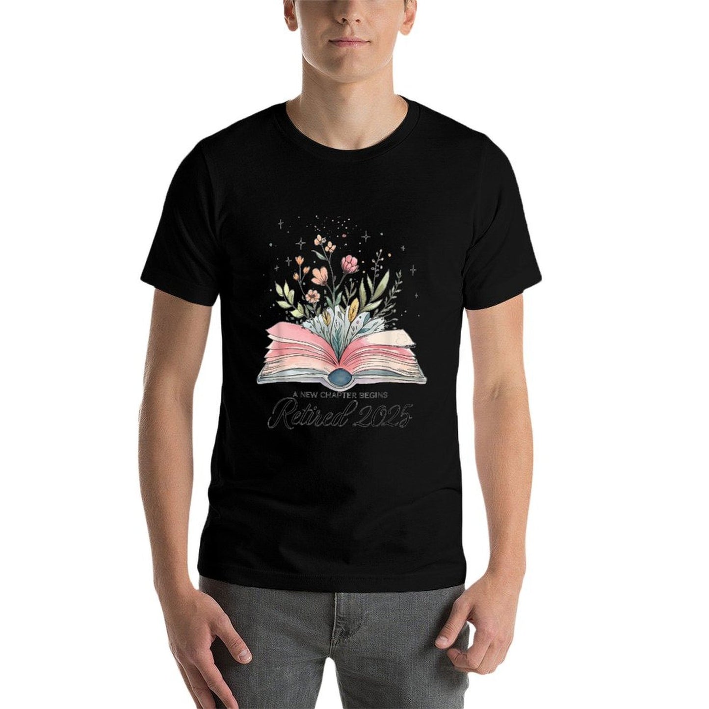 Floral Senior Book A New Chapter Begins Retired Teacher  Relaxed-fit T-Shirt