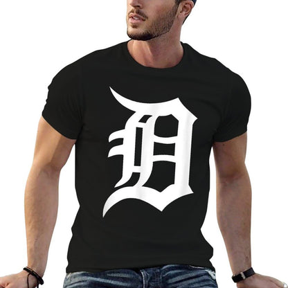 Retro Detroit Letter D Throwback Design for Men Women Kids  Cotton T-Shirt