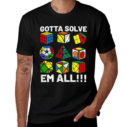 Competitive Puzzle Cube Gotta Solve Em All Speed Cubing Relaxed-fit T-Shirt