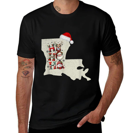 Christmas Louisiana Xmas State Map Louisiana Christmas  Cotton T-Shirt