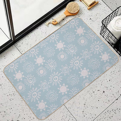 Magical Sun Bohemian Dreamy Aesthetic In Muted Colors Sky Blue  Slip-Resistant Bath Mat