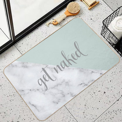 Get Naked Bathroom And Bedroom Quote, Mint Green, White, Marble  High-Traffic Bath Mat