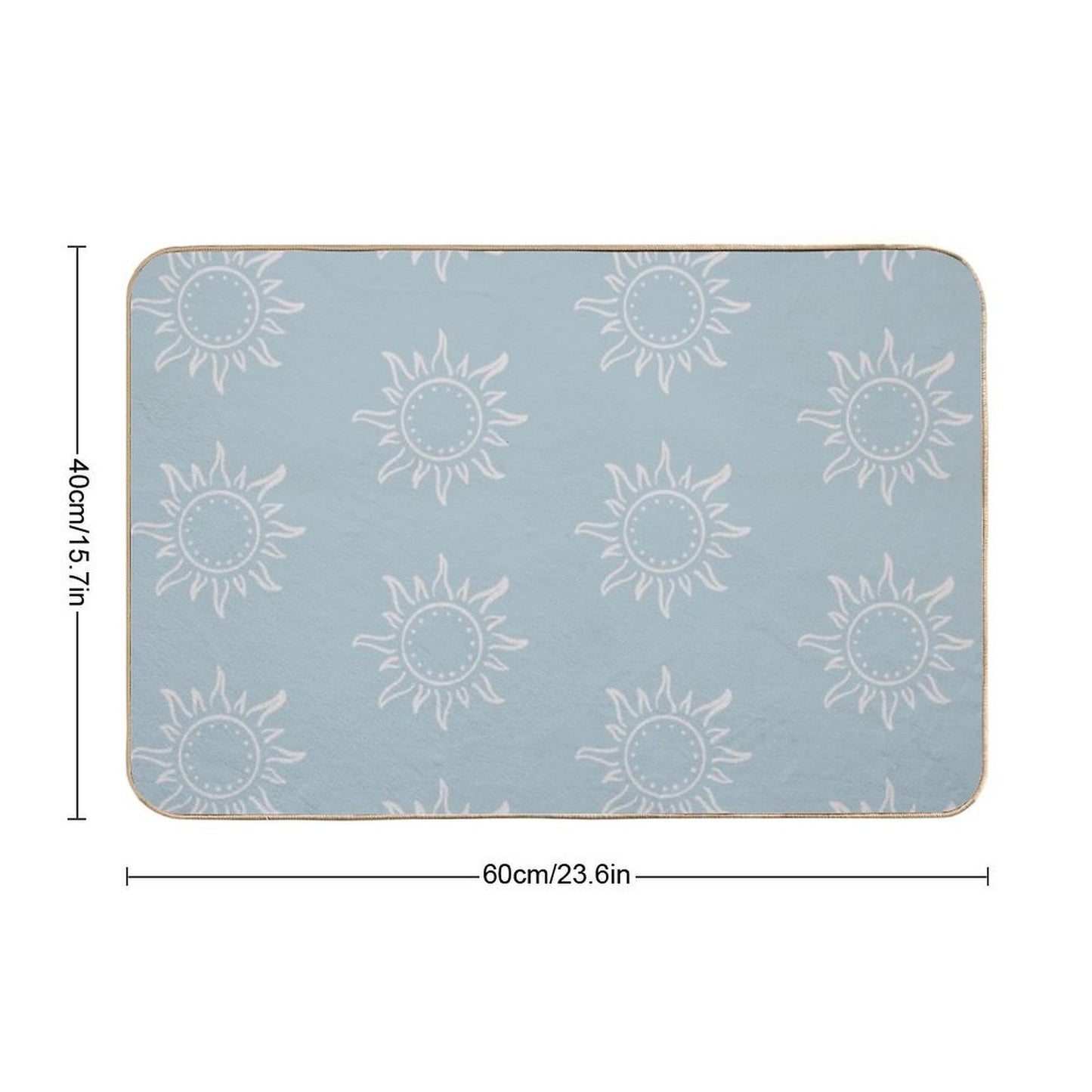 Cute Boho Sun Pattern Bohemian Aesthetic In Muted Colors Sky Blue  Easy Maintenance Bath Mat