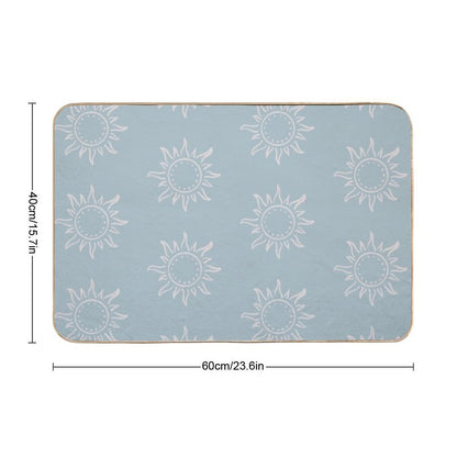Cute Boho Sun Pattern Bohemian Aesthetic In Muted Colors Sky Blue  Easy Maintenance Bath Mat