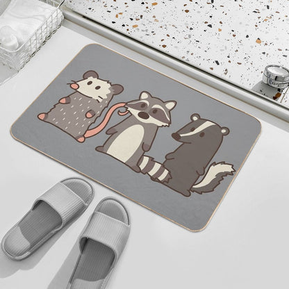 Raccoon, Opossum & Skunk Woodland Friends  Absorbent Bath Mat