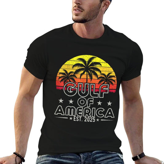 Vintage Gulf Of USA America Est 2025 USA Flag Gulf Mexico Oversized Silhouette T-Shirt
