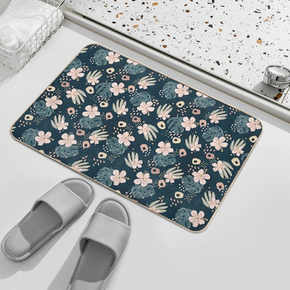 Hybiscus Pattern  Long-Lasting Bath Mat