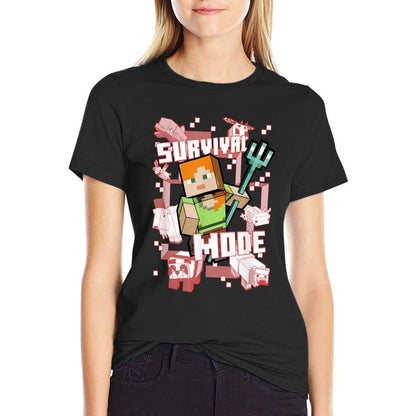 Minecraft Alex Survival Mode Trident  Oversized Silhouette T-Shirt