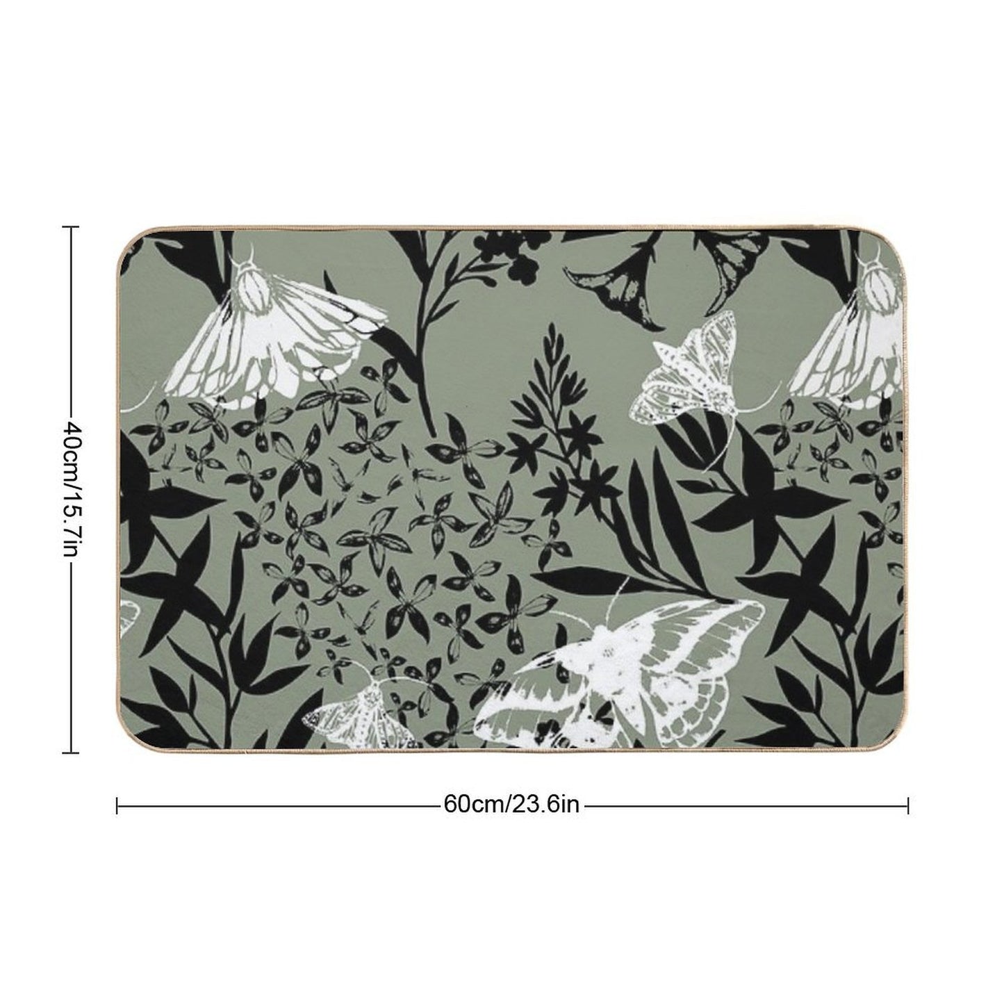 Moths And Flowers Graphic Pattern  Odorless Bath Mat