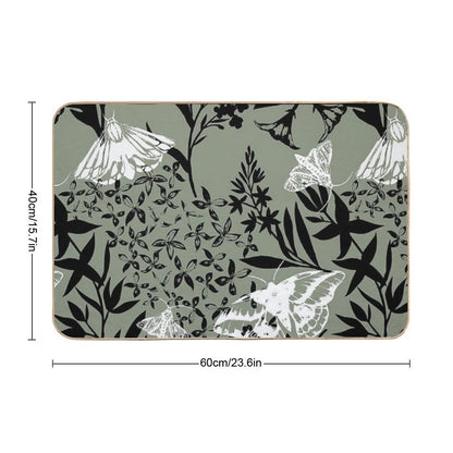 Moths And Flowers Graphic Pattern  Odorless Bath Mat