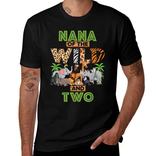 2nd Birthday Zoo Safari Jungle Nana Of The Wild And Two  Relaxed-fit T-Shirt