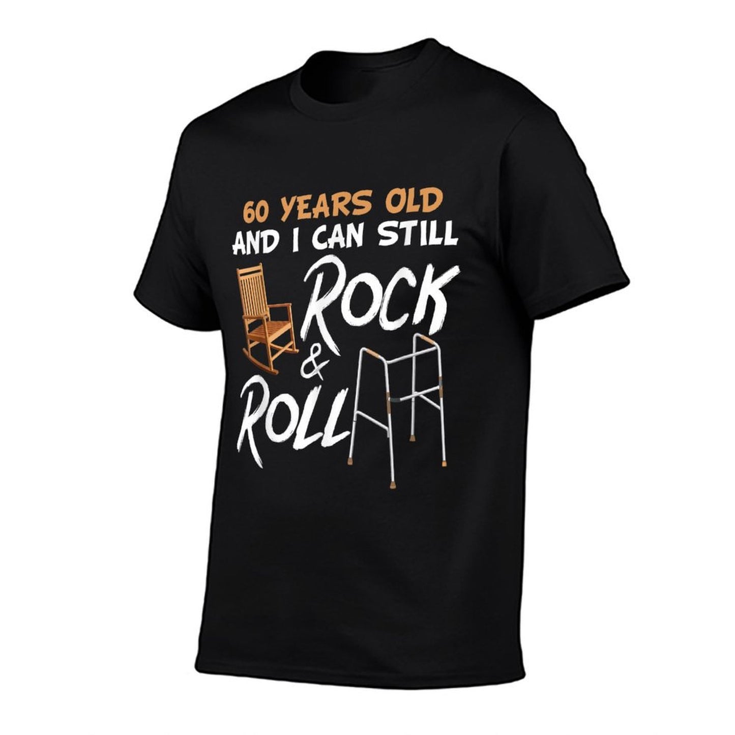 Rocking Chair Walking Aid Pun Rock Music Lover 60th Birthday  Heathered Texture T-Shirt