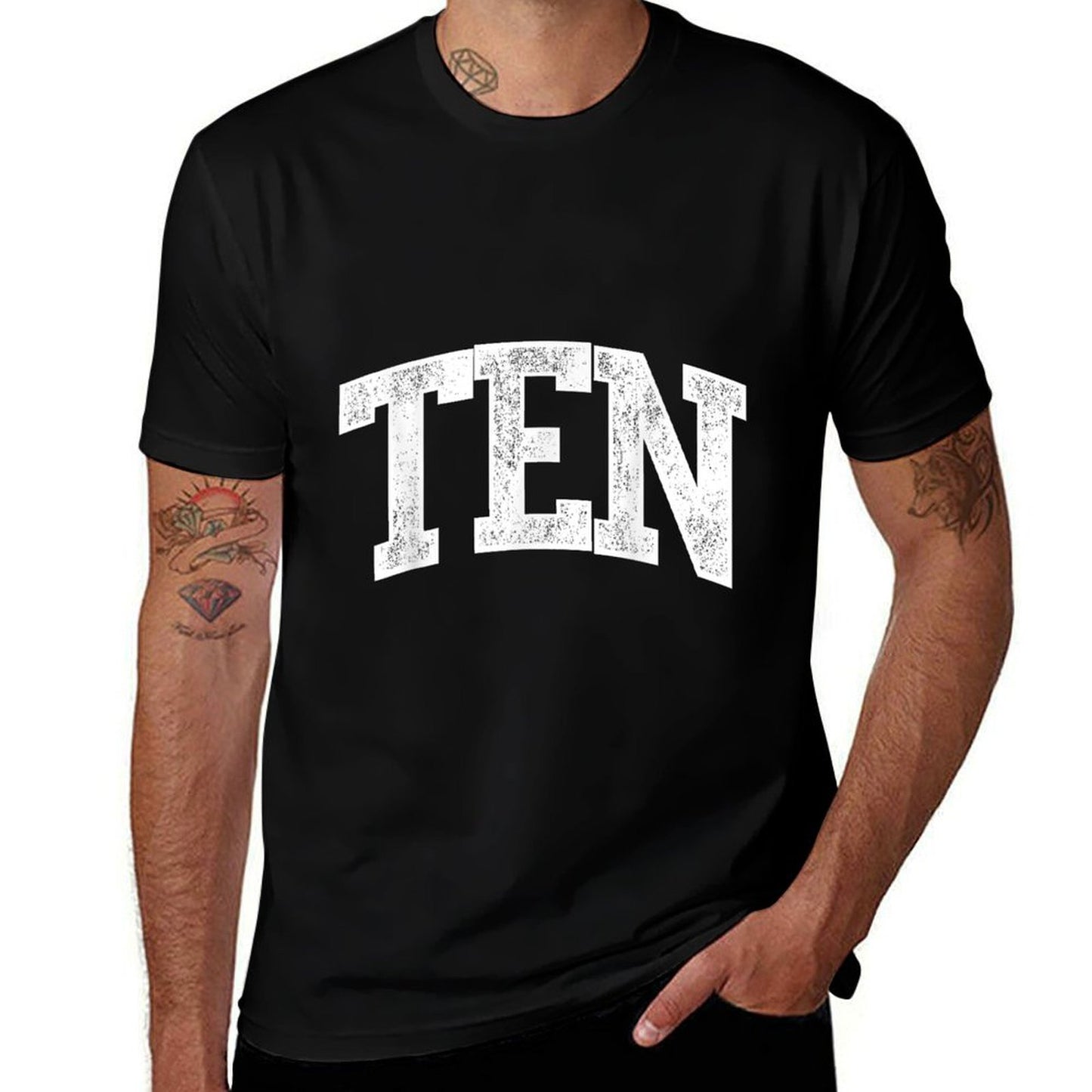 Ten Minimalist 10th Birthday Design 10-Year-Old  High-quality Stitching T-Shirt