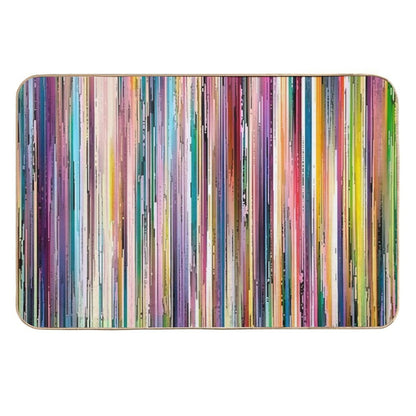 Distressed Wood Rainbow Vintage Stripes  Repositionable Bath Mat