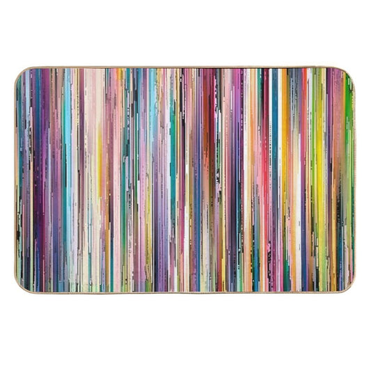 Distressed Wood Rainbow Vintage Stripes  Repositionable Bath Mat